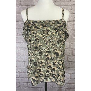 Cabi‎ Alegria Collection #5360 Tiered Cold Shoulder Top Camo Womens Small 8986
